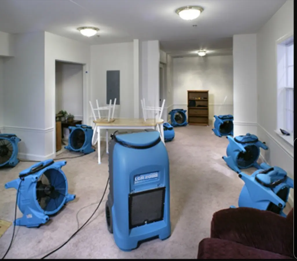 Air movers and dehumidifier setup for Water Extraction & Removal in Glen Burnie
